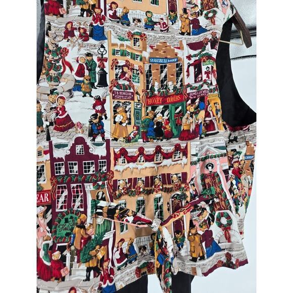 Vintage 90s On Tour Teddy Bear Christmas Scenes Cotton Vest Ugly Sweater Holiday - Picture 6 of 7
